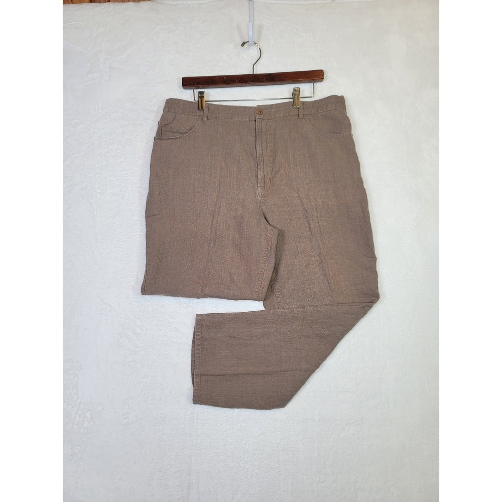 Minimalist Mens 100% Linen Pants Cocoa Tan 37x27 Breathable Tropical Relaxed